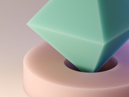 3d abstract geometrical shapes closeup. Wax textured figures renderingの写真素材