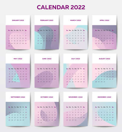 The 2022 calendar template with liquid style backgroundのイラスト素材
