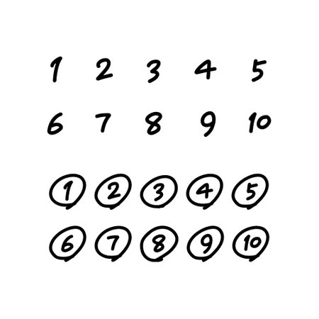 Handwritten number set vectorのイラスト素材