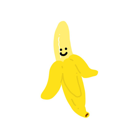 Banana character colored flat illustration. Vector icon.Hands can move.のイラスト素材