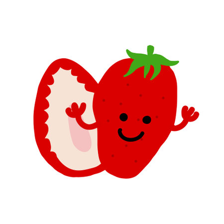 Strawberry character colored flat illustration. Vector icon.Hands can move.のイラスト素材