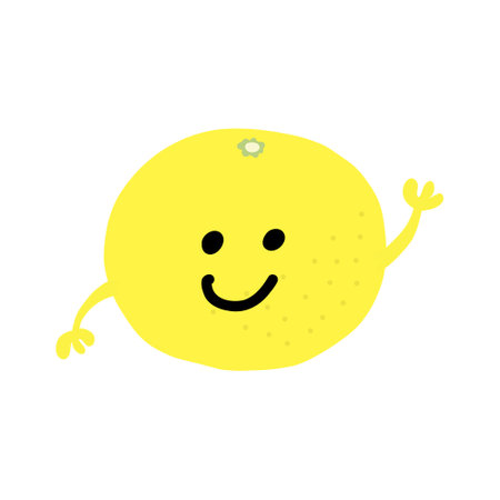 Grapefruit character colored flat illustration. Vector icon.Hands can move.のイラスト素材