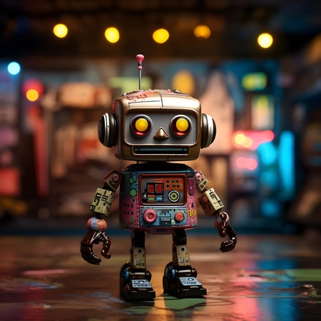 Robot Dinky toy robot.Gennerative Ai illustration,Embrace the joy of owning a piece of toy history with the Robot Dinky Toy.の素材