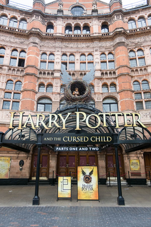 London, England - 25 July 2016 : The Palace Theatre in London which is Harry Potter and the Cursed Child play decorated. on 25 July 2016 in London, United Kingdomのeditorial素材