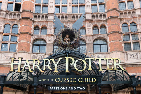 London, England - 25 July 2016 : The Palace Theatre in London which is Harry Potter and the Cursed Child play decorated. on 25 July 2016 in London, United Kingdomのeditorial素材