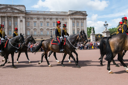 London, England - 25 July 2016 - Buckingham Palace during Changing the Guard Ceremony, takes place daily in summer England on 25 July 2016 in London, United Kingdomのeditorial素材