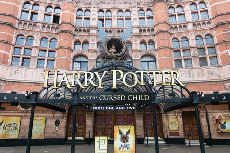 London, England - 25 July 2016 : The Palace Theatre in London which is Harry Potter and the Cursed Child play decorated. on 25 July 2016 in London, United Kingdomのeditorial素材