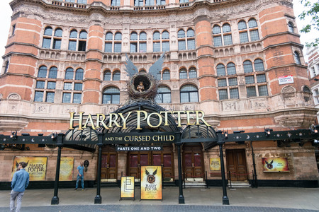 London, England - 25 July 2016 : The Palace Theatre in London which is Harry Potter and the Cursed Child play decorated. on 25 July 2016 in London, United Kingdomのeditorial素材