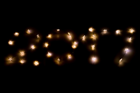 Number 2017.Christmas light, star shaped on dark backgroundの写真素材