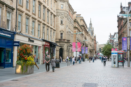 Glasgow, Scotland - 17 September 2016 : People walking on Buchanan shopping street on 17 September...
