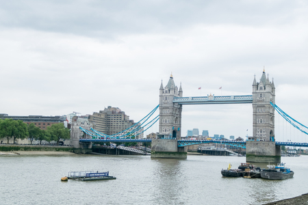London, England - 28 July 2016 : View of Tower Bridge and River Thames on 28 July 2016 in London, United Kingdomのeditorial素材
