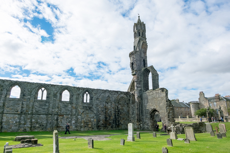 St. Andrews, Scotland. 19 September 2016 - Tourist around Ruin of St Andrews Cathedral in St Andrews,Fife, Scotlandのeditorial素材