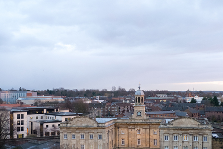 York, United Kingdom. 4 January 2017 : view of city of York under senset, taken from Clifford's Tower in York, England.のeditorial素材