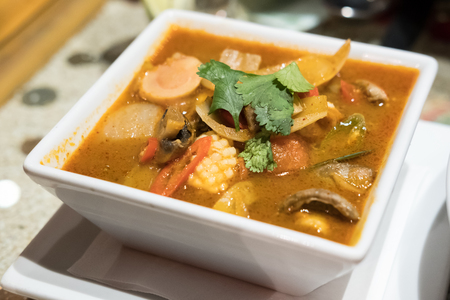 Tom yum, Thai Seafood spicy soup in bowl.の写真素材