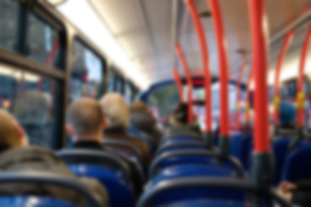 Blurred image of people sitting on the busの写真素材