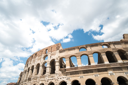 The Colosseum, an oval amphitheatre in the center of the city of Rome, Italy. It is the famous landmark built of concrete and sand.の写真素材