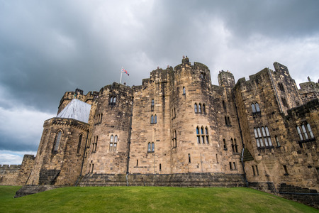 Alnwick Castle in Alnwick in the English county of Northumberland, United Kingdom. It is a location for films and programs.のeditorial素材