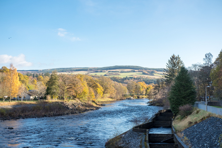 Scenic view of River Tummel, Pitlochry Dam as part of Perth and Kinross. Scotland, United Kingdomの写真素材