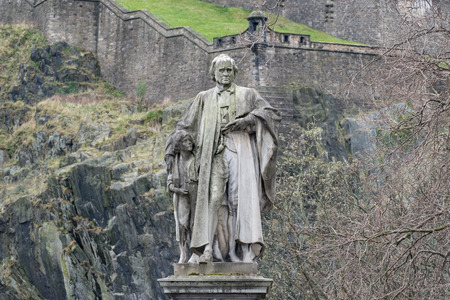 Statue of Thomas Guthrie, a Scottish divine and philanthropist. Located on Princes Street.の写真素材