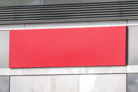 Red Empty blank sign in front of the storeの写真素材