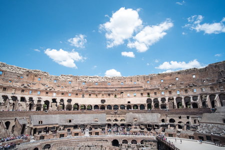 Rome, Italy. 16 May 2017 : Tourists visiting Colosseum an oval amphitheatre in the center of the city of Rome. It is the famous landmark built of concrete and sand.のeditorial素材