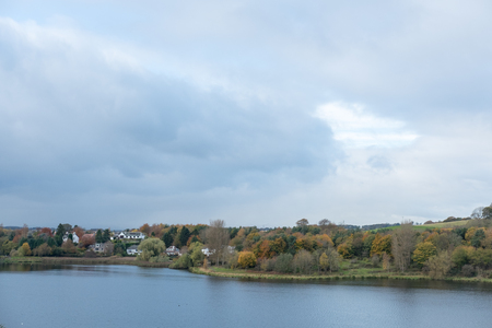 View of Linlithgow Loch, which located next to Linlithgow Palace, Scotlandのeditorial素材