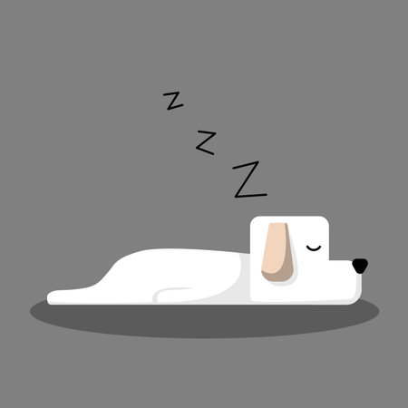 White Sleeping Dog Cartoon Vector, for design, bannerのイラスト素材
