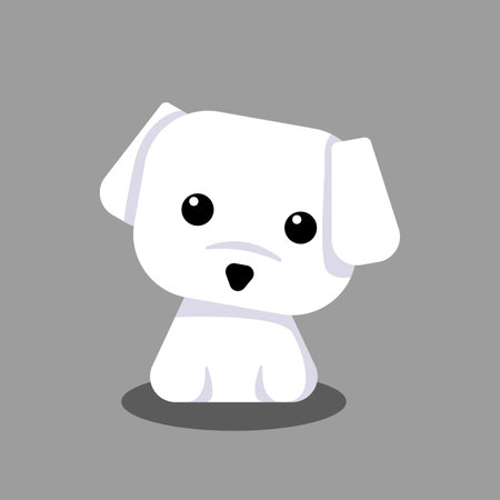Cute Maltese White Puppy Cartoon Vector, for design, bannerのイラスト素材
