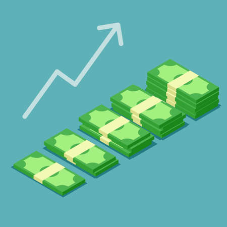 Banknotes Stack Vector. Growth, Successful.のイラスト素材