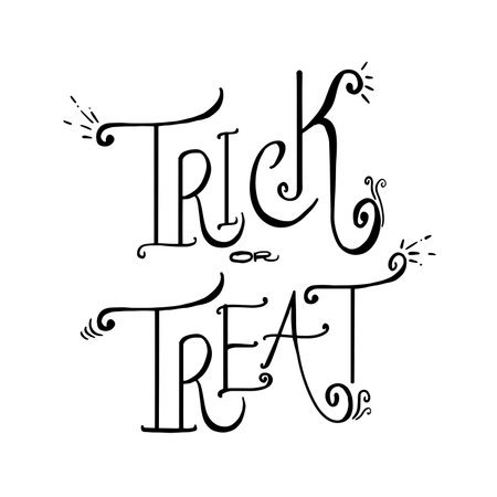 Trick or treat hand drawn lettering for halloweenのイラスト素材