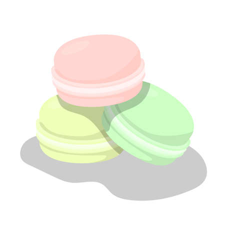Set of colorful Macarons. Vector on white background.のイラスト素材