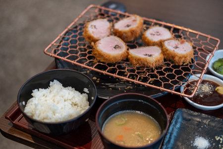 Tonkatsu, Fried Pork serve on plate in restaurantの写真素材