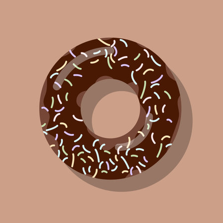 Chocolate donuts with colorful sugar, flat iconのイラスト素材