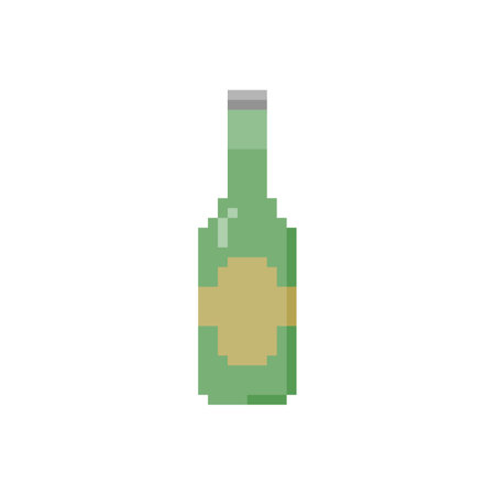 Flat icon of Beer Bottle. Pixel 8bit styleのイラスト素材