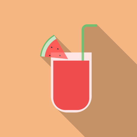 Watermelon juice flat icon vector. summerのイラスト素材