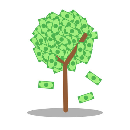 Money on tree, icon vector. Represents growth and successful.のイラスト素材