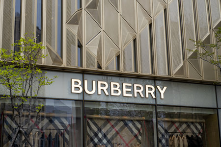Seoul, South Korea - 4 April 2023: Shop signage of Burberry in Cheongdam-dong. It is a British luxury fashion house headquartered in London, Englandのeditorial素材