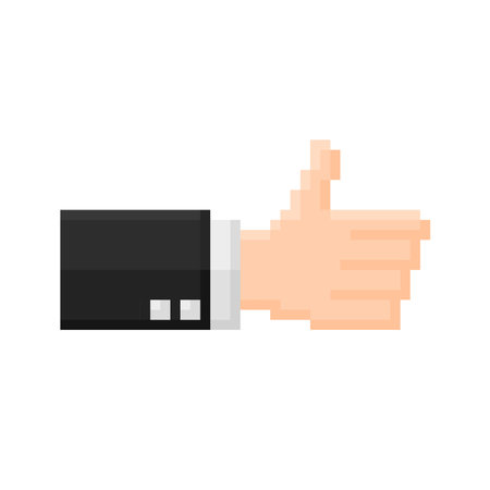 Thumbs up icon for business design. Pixel 8 bit styleのイラスト素材