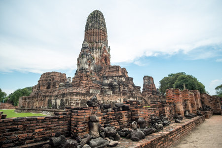 Wat Phra Ram, a restored temple ruin located on Ayutthaya's city island inside the Historical Park, Thailandの写真素材