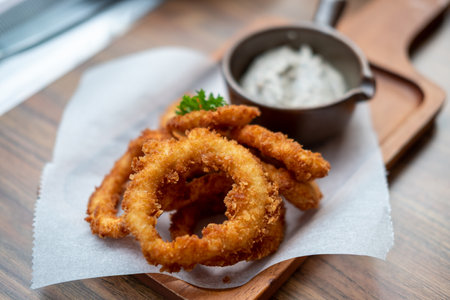 Close up of Fried Squid or Calamari served on plate.の写真素材