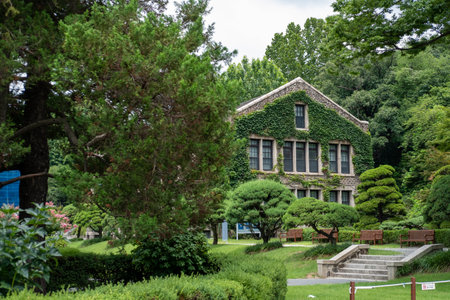 Building in Yonsei University, one of the famous universities in Seoul, South Koreaの写真素材