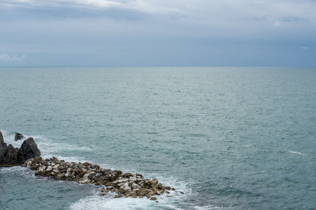 Landscape view of sea, Cinque Terre in Italy.の写真素材