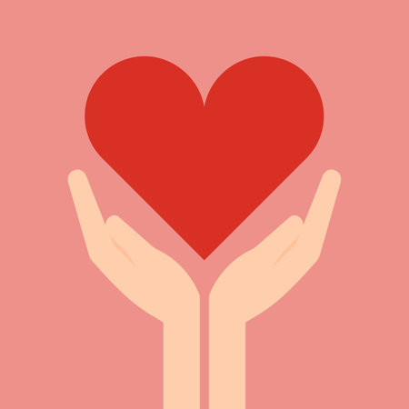 Hand holding a heart, Vector for design.のイラスト素材