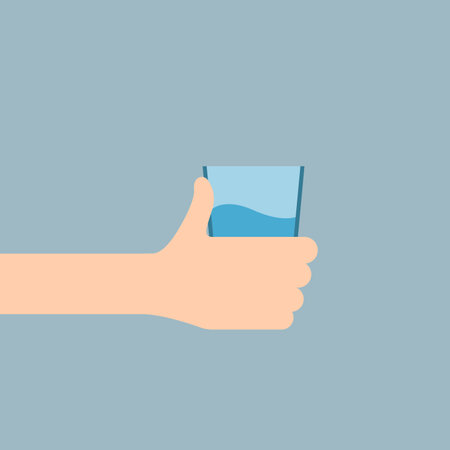 Hand holding a cup of water. Vector iconのイラスト素材