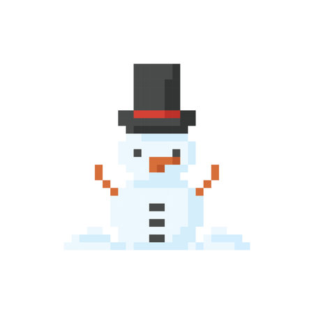 Snowman, icon in 8 bit styleのイラスト素材