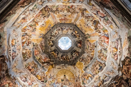 Florence, Italy. 18 May 2017 : Interior of Florence Duomo Cathedral. Basilica di Santa Maria del Fiore or Basilica of Saint Mary of the Flower in Florence, Italy.のeditorial素材