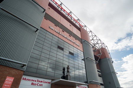 Manchester, England - 5 October 2017 : Old Trafford stadium the home of Manchester United. It is the largest club stadium of any football team in United Kingdom.のeditorial素材