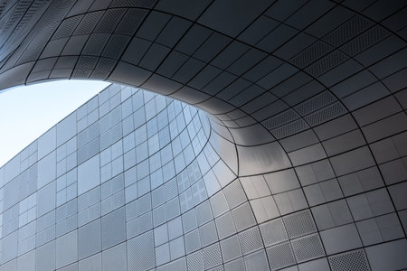 Perforated facade cladding of Dongdaemun Design Plaza or DDP in Seoul, Koreaの写真素材