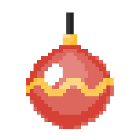 Christmas Ornament, pixel in 8 bit style.のイラスト素材