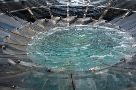 Rain Oculus, the spiral water fountain in Singapore.の写真素材
